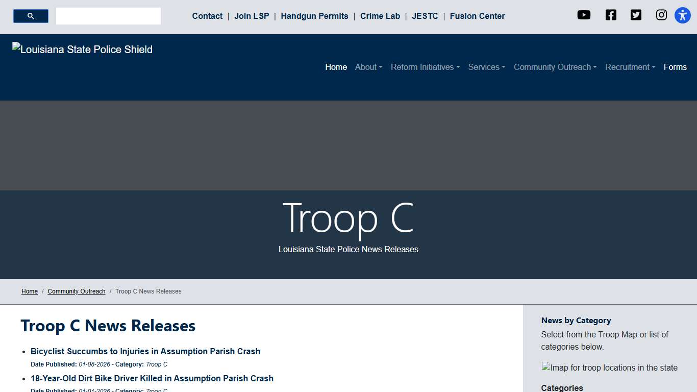 Troop C News Releases - Louisiana State Police